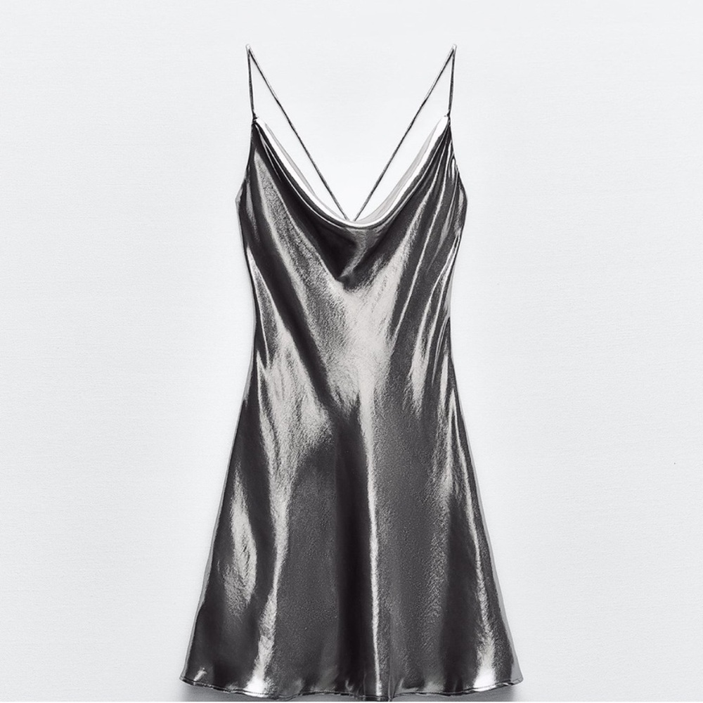 Zara Metallic Slip Dress